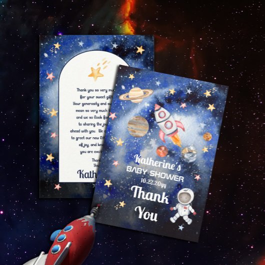 Carte De Remerciements Shower Baby Boy Rocket Planets