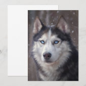 Carte De Remerciements Sibérie Husky Winter (Devant / Derrière)