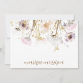 Carte De Remerciements Signature de script personnalisée Fleur sauvage (Devant)