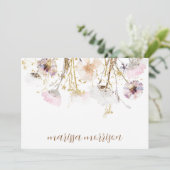 Carte De Remerciements Signature de script personnalisée Fleur sauvage (Debout devant)