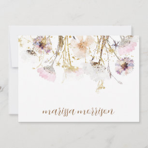 Carte De Remerciements Signature de script personnalisée Fleur sauvage 