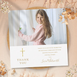 Carte De Remerciements Signature d'or Photo Première communion sainte