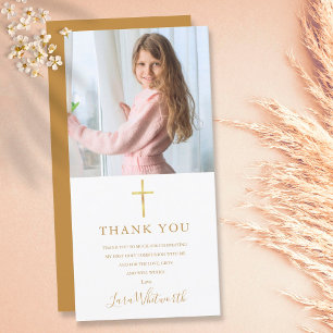 Carte De Remerciements Signature d'or Photo Première communion sainte