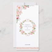 Carte De Remerciements Signet de la première communion espagnole rose vif (Dos)