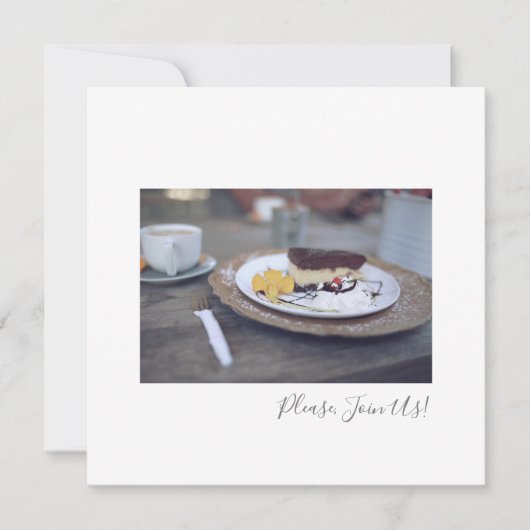 Carte De Remerciements S'Il Vous Plaît Joignez-Vous À Nous Café Cheesecak (Devant)