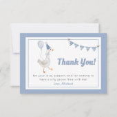 Carte De Remerciements Silencieux Goose Blue Boy Anniversaire (Devant)