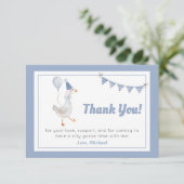 Carte De Remerciements Silencieux Goose Blue Boy Anniversaire (Debout devant)