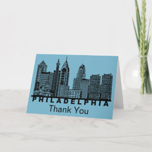 Carte De Remerciements Silhouette de l'horizon de Philadelphie