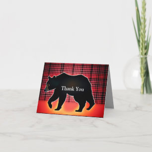 Carte De Remerciements Silhouette de l'ours noir sur plaid