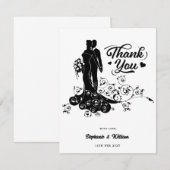 Carte De Remerciements Silhouette Élégante Mariée Et Mariage De Chambre (Devant / Derrière)