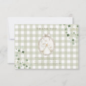 Carte De Remerciements Silly Goose 1st Birthday Green Gingham (Devant)