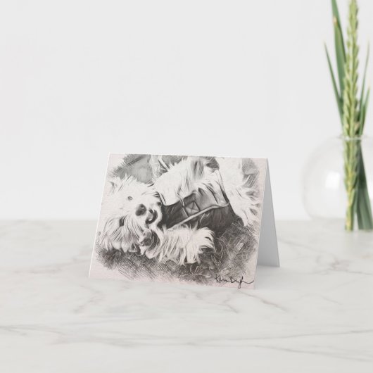 Carte De Remerciements Silly Lulu l'art signé Westie (Devant)