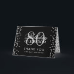 Carte De Remerciements Silver Black 80th Birthday Thank you Glitter<br><div class="desc">Elégante fête d'anniversaire 80th Silver Faux Parties scintillant Confetti modèle noir. Facile à utiliser et facile à personnaliser. Commandez aujourd'hui !</div>