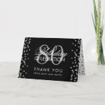 Carte De Remerciements Silver Black 80th Birthday Thank you Glitter<br><div class="desc">Elegant 80th Birthday Party Silver Faux Glitter Confetti Black Template. Easy to use and easy to personalize. Order Today</div>