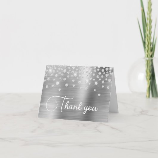Carte De Remerciements Silver Foil Diamond Confetti 50e anniversaire (Devant)