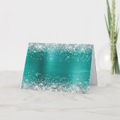 Carte De Remerciements Silver Glitter Aqua Teal Foil Bridesmaid (Dos)