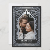 Carte De Remerciements Silver Gothic Vampire Cathedral Photo Wedding (Devant)