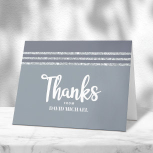 Carte De Remerciements Silver Grey Bar Mitzvah Tallit Modern Bold Script