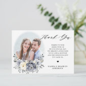 Carte De Remerciements Silver Grey Ivory Floral hiver Rustique Mariage (Debout devant)
