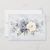 Carte De Remerciements Silver Grey Ivory Floral hiver Rustique Mariage (Dos)