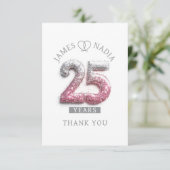 Carte De Remerciements Silver rose 25e anniversaire mariage photo personn (Debout devant)