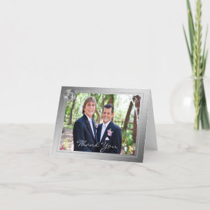 Carte De Remerciements Silver Rose Gay Photo Thank You