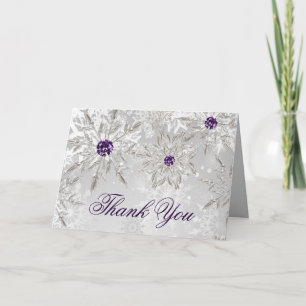Carte De Remerciements silver snowflakes winter bridal shower Thank You