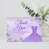 Carte De Remerciements Silver violet Noël Flocon de neige Mis Quince (Debout devant)