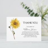 Carte De Remerciements Simpe Sunflower Funeral Bereavement (Debout devant)