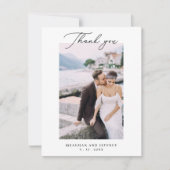 Carte De Remerciements Simple 2 Photo Typographie Mariage de message card (Devant)