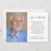 Carte De Remerciements Simple 2 Script photo Bereavity Sympathy Funeral (Devant)