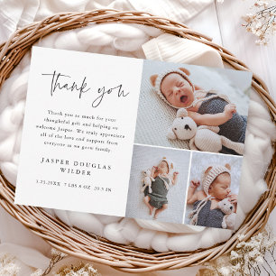 Carte De Remerciements Simple 3 Photo Bébé