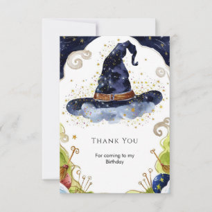 Carte De Remerciements Simple Anniversaire de Magicien Bohème
