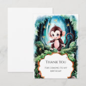 Carte De Remerciements Simple Anniversaire de Singe Mignon (Devant / Derrière)
