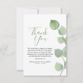 Carte De Remerciements Simple aquarelle Eucalyptus Vert Sympathie (Devant)