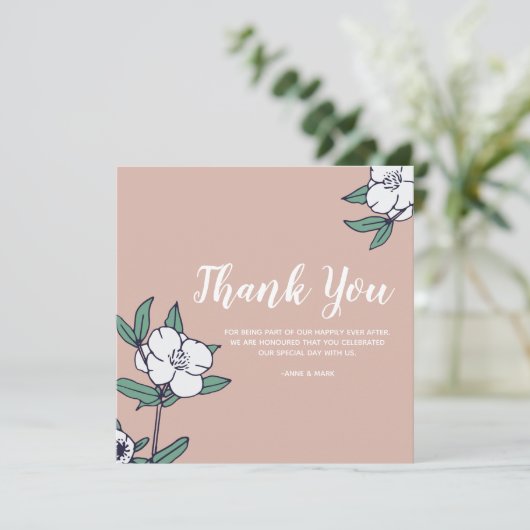 Carte de remerciements Simple Avec Fleurs Illustré (Debout devant)