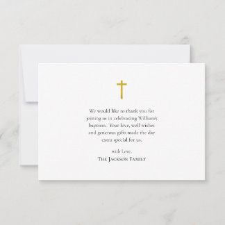 Carte De Remerciements Simple Baptême Catholique Romain Minimaliste