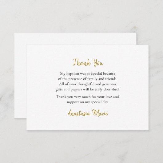 Carte De Remerciements Simple baptême chrétien orthodoxe (Devant / Derrière)