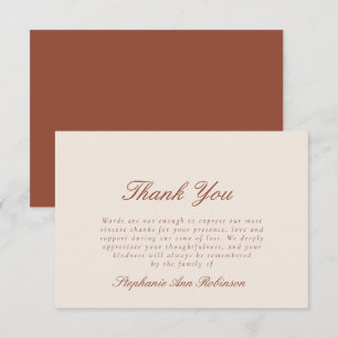 Carte De Remerciements Simple Bereavement Funeral Cream Terracotta