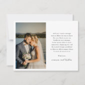 Carte De Remerciements Simple Black and White Photo Clean Wedding (Dos)