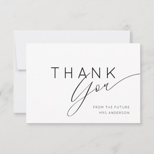 Carte De Remerciements Simple Black & White Thank You Bridal Shower (Devant)
