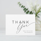 Carte De Remerciements Simple Black & White Thank You Bridal Shower (Debout devant)