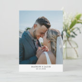 Carte De Remerciements Simple Blanc clair avec Mariage photo (Debout devant)