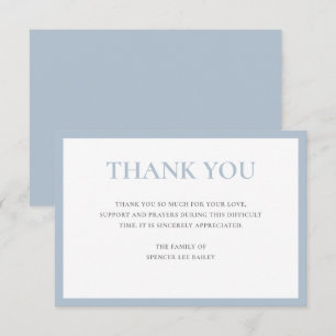 Carte De Remerciements Simple Bleu Poussiéreux Traditionnel Sympathie Fai