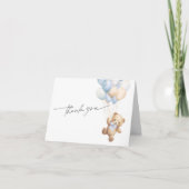 Carte De Remerciements Simple Bleu Teddy Ours bébé Garçon Douche (Devant)