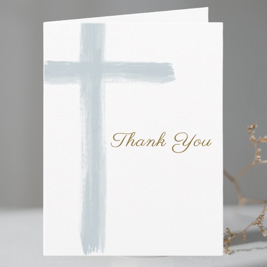 Carte De Remerciements Simple Blue Cross First Holy Communion Folded 