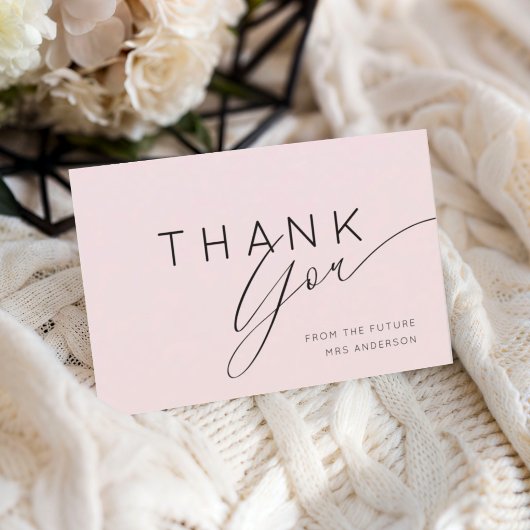 Carte De Remerciements Simple Blush Pink Thank You Bridal Shower