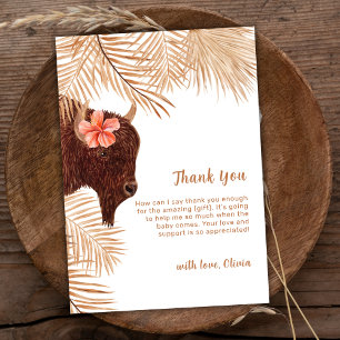 Carte De Remerciements Simple Boho Floral Saint-Vache Baby shower fille