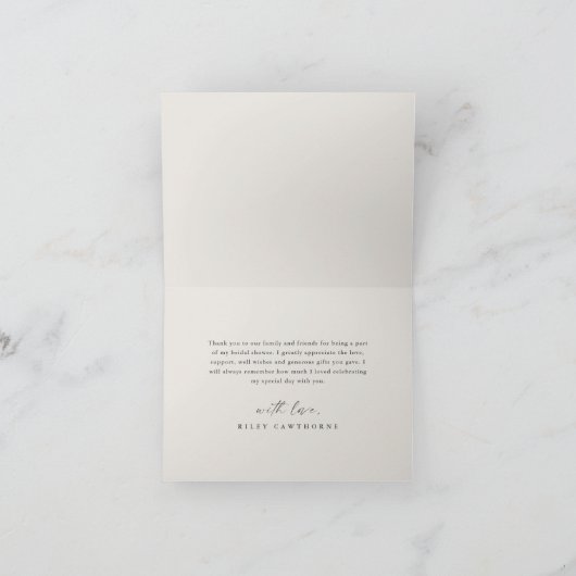 Carte De Remerciements Simple Boho Script Mariage Neutral (Intérieur)