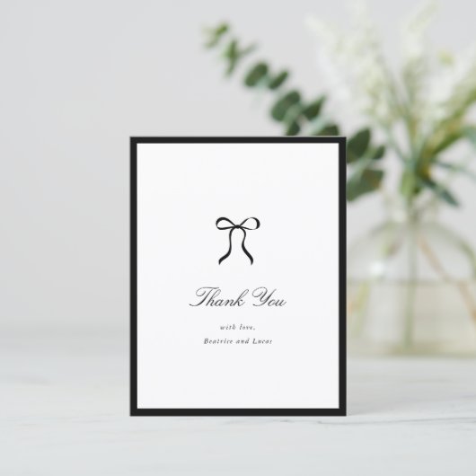 Carte De Remerciements Simple Bow Mariage Classique (Debout devant)